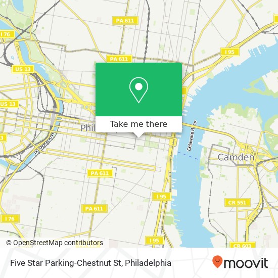 Mapa de Five Star Parking-Chestnut St, 733 Chestnut St
