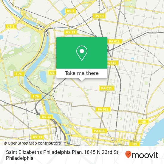 Mapa de Saint Elizabeth's Philadelphia Plan, 1845 N 23rd St