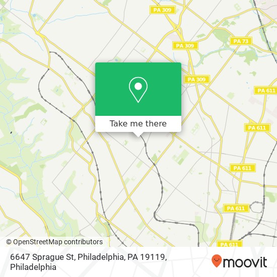 Mapa de 6647 Sprague St, Philadelphia, PA 19119