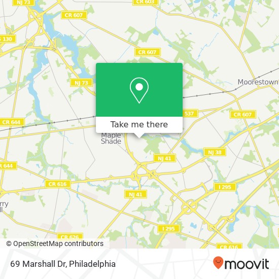 Mapa de 69 Marshall Dr, Maple Shade, NJ 08052
