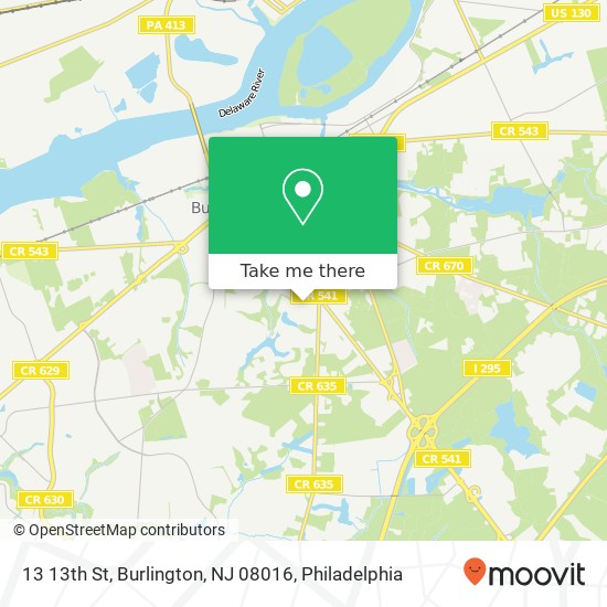 Mapa de 13 13th St, Burlington, NJ 08016