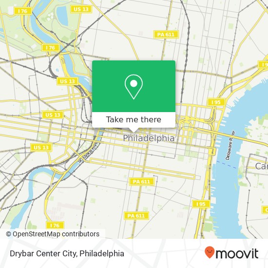 Mapa de Drybar Center City, 1701 Market St