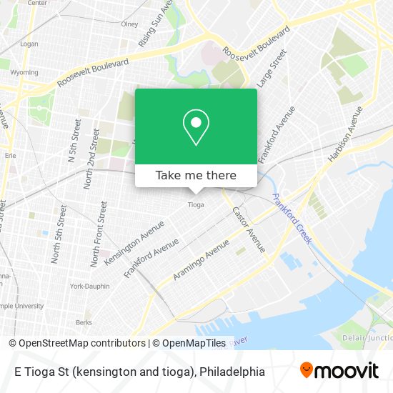 E Tioga St (kensington and tioga) map
