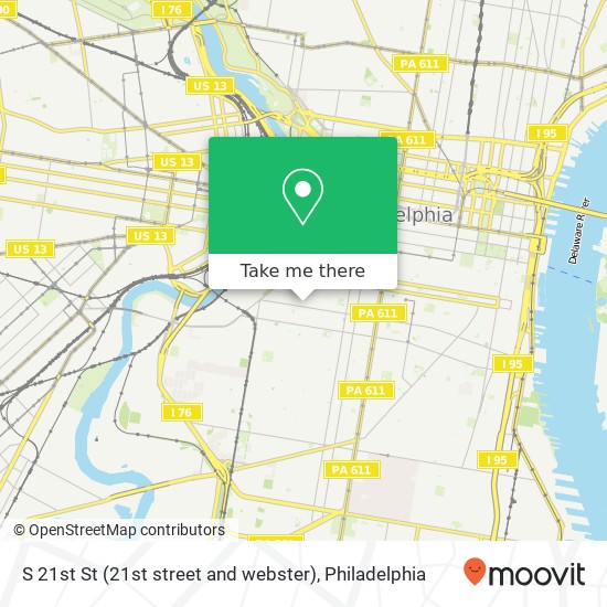 Mapa de S 21st St (21st street and webster), Philadelphia, PA 19146