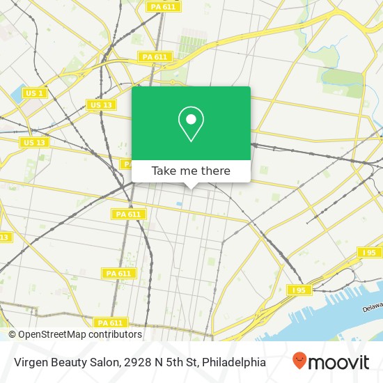 Mapa de Virgen Beauty Salon, 2928 N 5th St