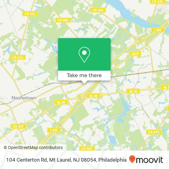 Mapa de 104 Centerton Rd, Mt Laurel, NJ 08054