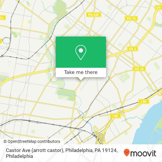 Castor Ave (arrott castor), Philadelphia, PA 19124 map