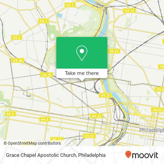 Mapa de Grace Chapel Apostolic Church, 4040 W Girard Ave