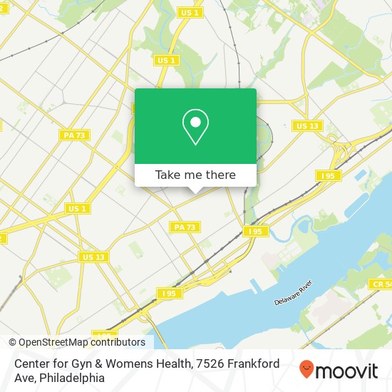 Mapa de Center for Gyn & Womens Health, 7526 Frankford Ave