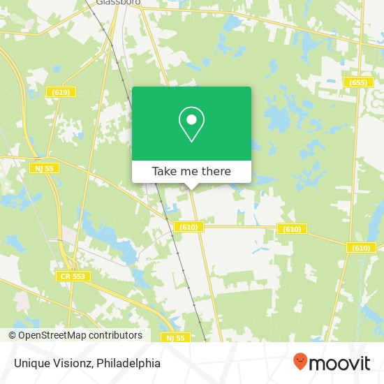 Mapa de Unique Visionz, 835 N Delsea Dr Clayton, NJ 08312