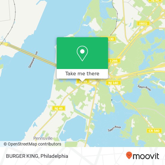 Mapa de BURGER KING, 462 N Broadway Pennsville, NJ 08070