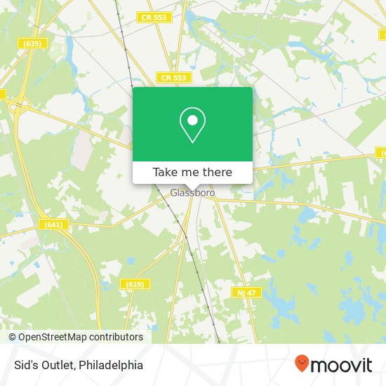 Mapa de Sid's Outlet, 2 High St E Glassboro, NJ 08028