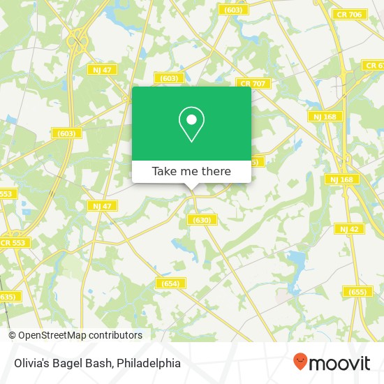 Mapa de Olivia's Bagel Bash, 288 Egg Harbor Rd Sewell, NJ 08080