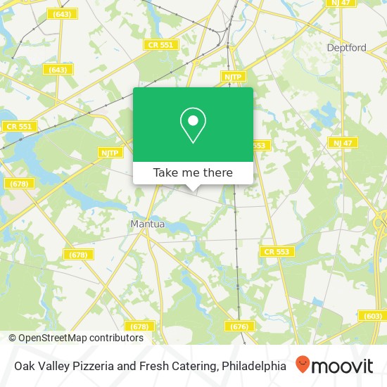 Mapa de Oak Valley Pizzeria and Fresh Catering, 233 Ogden Station Rd Wenonah, NJ 08090