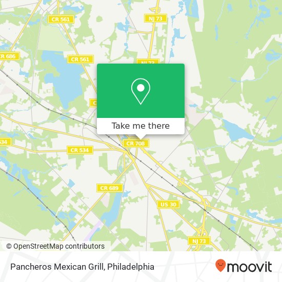 Mapa de Pancheros Mexican Grill, 115 N Route 73 West Berlin, NJ 08091