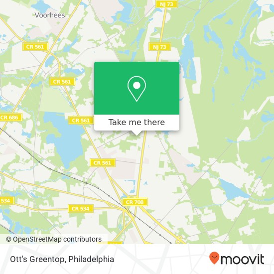 Mapa de Ott's Greentop, 588 N Route 73 West Berlin, NJ 08091