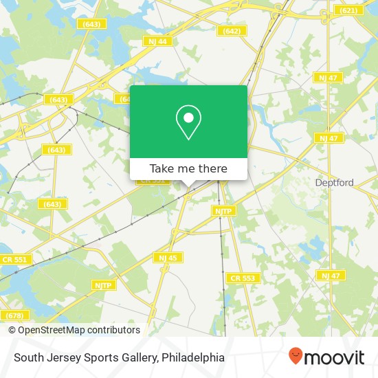 Mapa de South Jersey Sports Gallery, 664 Mantua Pike Woodbury, NJ 08096