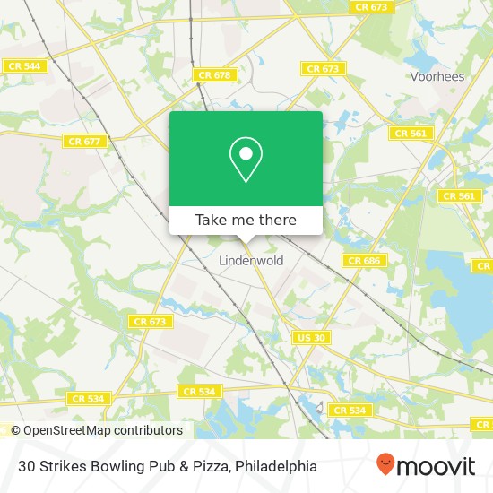 Mapa de 30 Strikes Bowling Pub & Pizza, 501 S White Horse Pike Stratford, NJ 08084