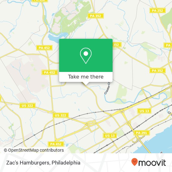 Mapa de Zac's Hamburgers, 896 Concord Rd Aston, PA 19014