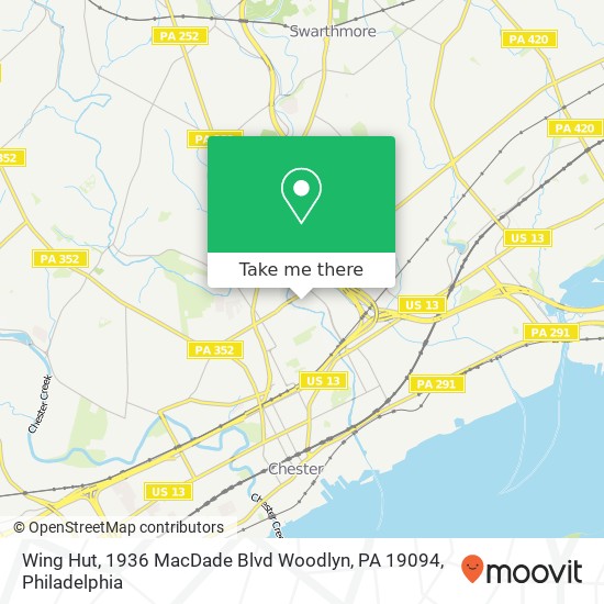 Mapa de Wing Hut, 1936 MacDade Blvd Woodlyn, PA 19094