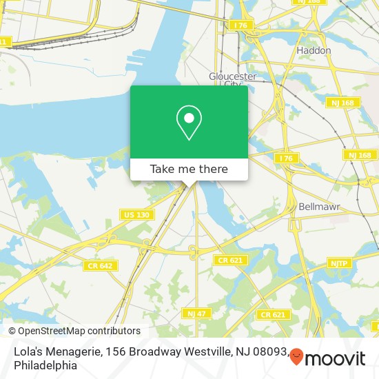 Mapa de Lola's Menagerie, 156 Broadway Westville, NJ 08093
