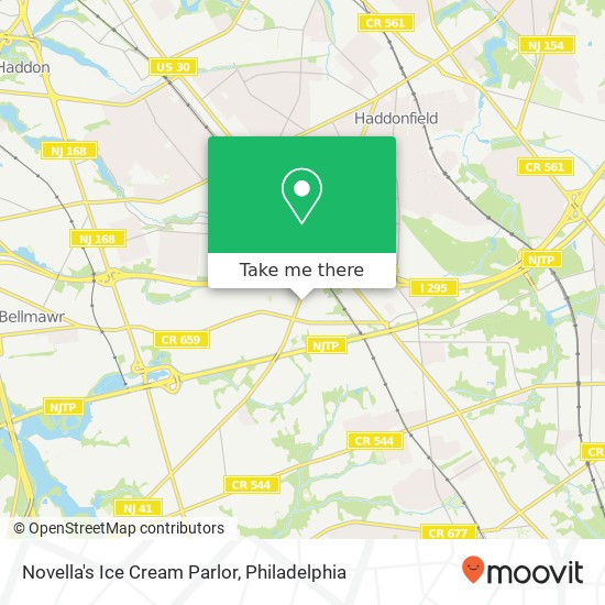 Mapa de Novella's Ice Cream Parlor, 312 Clements Bridge Rd Barrington, NJ 08007