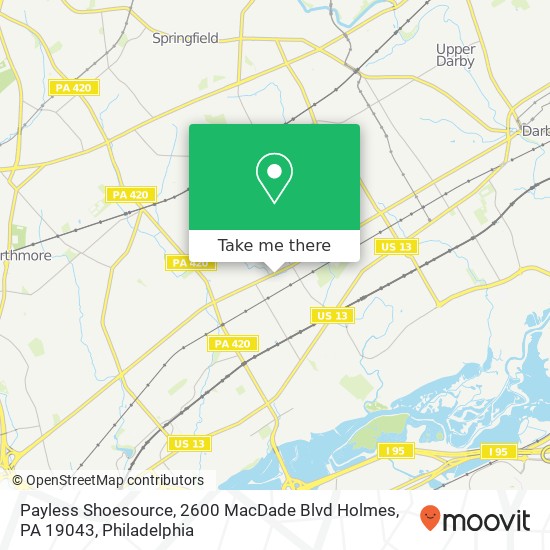 Mapa de Payless Shoesource, 2600 MacDade Blvd Holmes, PA 19043