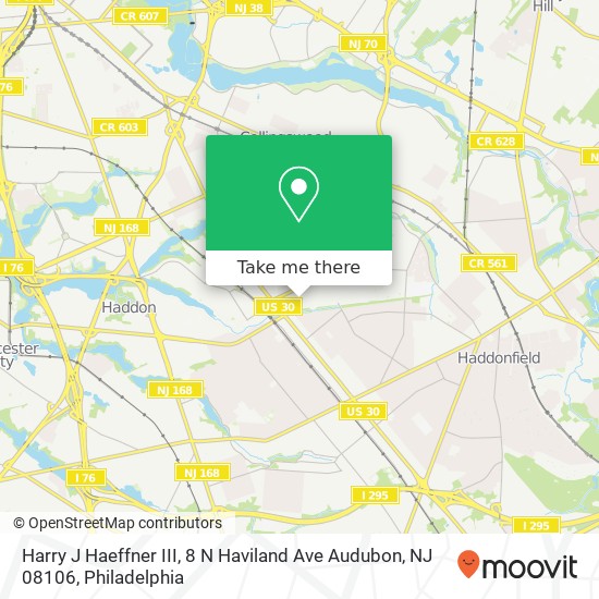 Mapa de Harry J Haeffner III, 8 N Haviland Ave Audubon, NJ 08106
