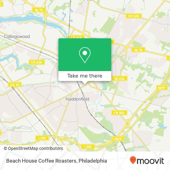 Mapa de Beach House Coffee Roasters, 107 Kings Hwy E Haddonfield, NJ 08033