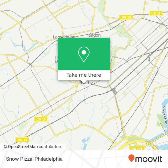 Mapa de Snow Pizza, 854 Main St Darby, PA 19023