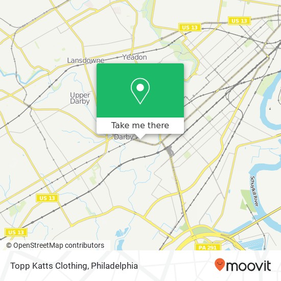 Mapa de Topp Katts Clothing, 419 Main St Darby, PA 19023