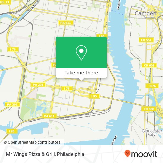 Mapa de Mr Wings Pizza & Grill, 500 W Oregon Ave Philadelphia, PA 19148