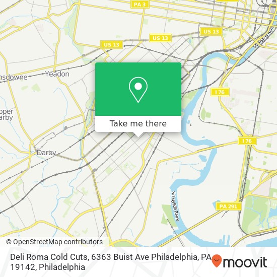 Mapa de Deli Roma Cold Cuts, 6363 Buist Ave Philadelphia, PA 19142