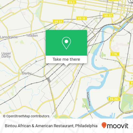 Mapa de Bintou African & American Restaurant, 6515 Elmwood Ave Philadelphia, PA 19142