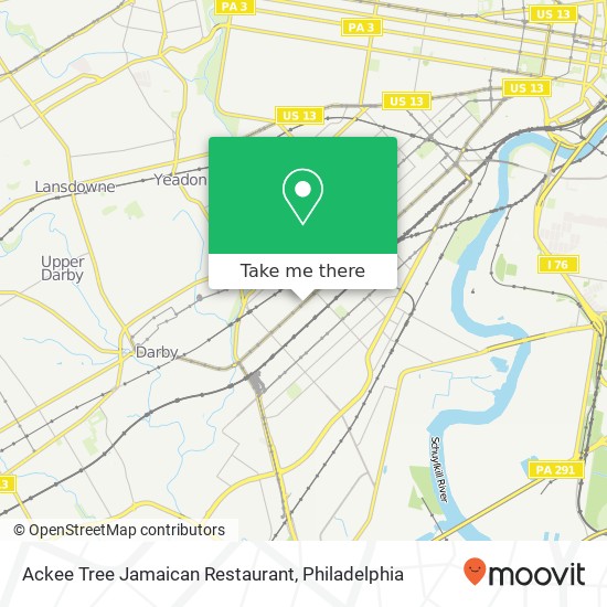 Mapa de Ackee Tree Jamaican Restaurant, 6631 Woodland Ave Philadelphia, PA 19142