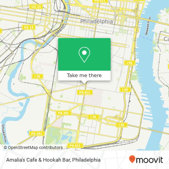 Mapa de Amalia's Cafe & Hookah Bar, 1431 W Passyunk Ave Philadelphia, PA 19145