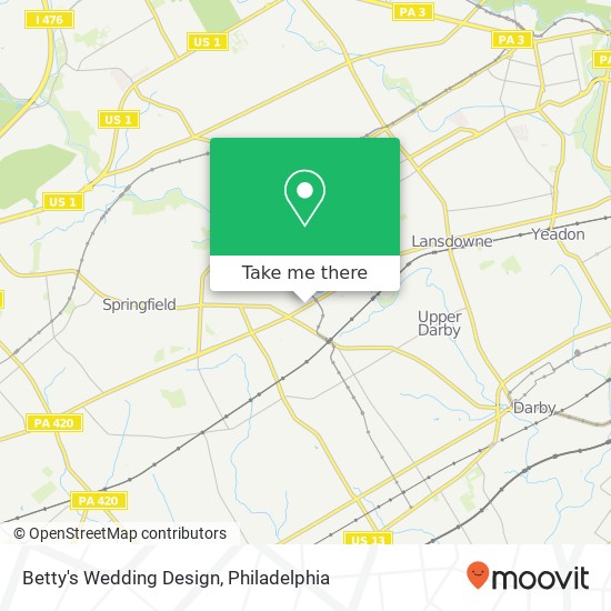 Mapa de Betty's Wedding Design, 153 E Baltimore Ave Clifton Heights, PA 19018