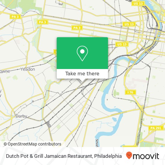 Mapa de Dutch Pot & Grill Jamaican Restaurant, 5717 Woodland Ave Philadelphia, PA 19143