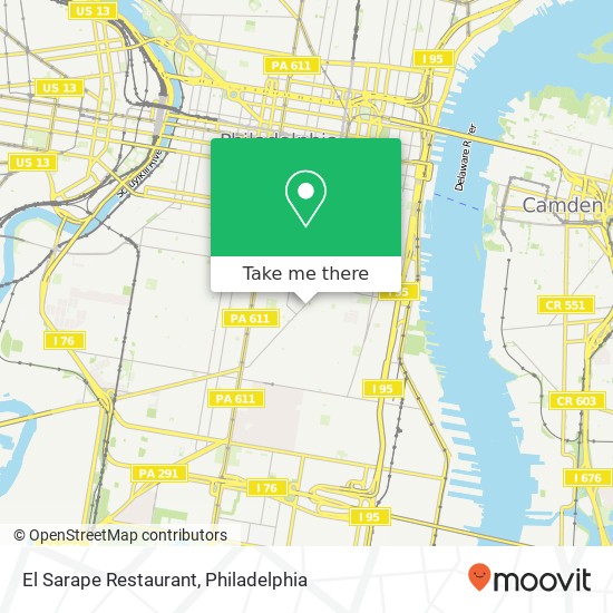 Mapa de El Sarape Restaurant, 1304 S 9th St Philadelphia, PA 19147
