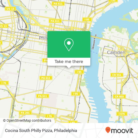 Mapa de Cocina South Philly Pizza, 942 S 5th St Philadelphia, PA 19147