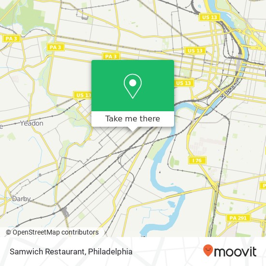 Mapa de Samwich Restaurant, 5411 Woodland Ave Philadelphia, PA 19143