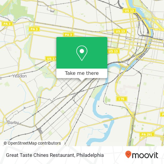 Mapa de Great Taste Chines Restaurant, 5405 Woodland Ave Philadelphia, PA 19143