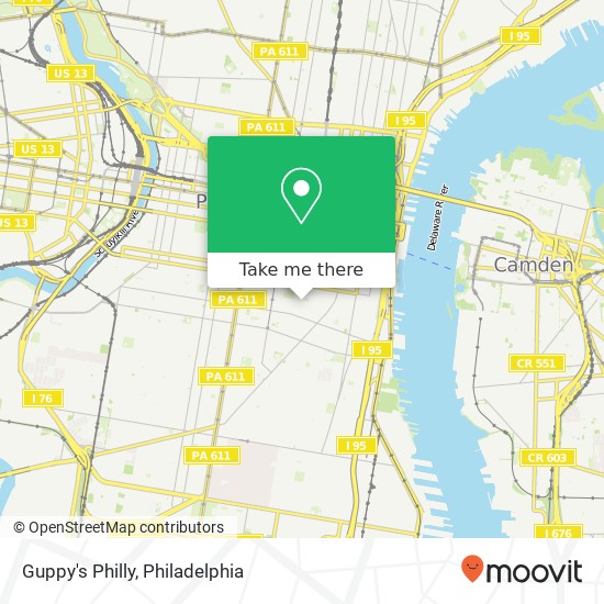 Mapa de Guppy's Philly, 736 S 8th St Philadelphia, PA 19147