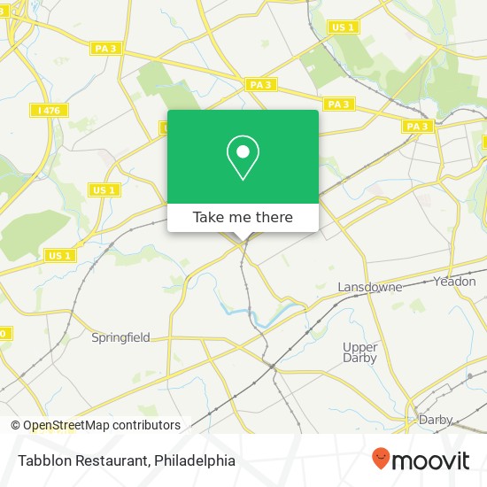 Mapa de Tabblon Restaurant, 3704 Garrett Rd Drexel Hill, PA 19026