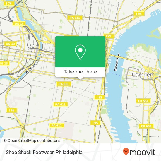 Mapa de Shoe Shack Footwear, 820 South St Philadelphia, PA 19147