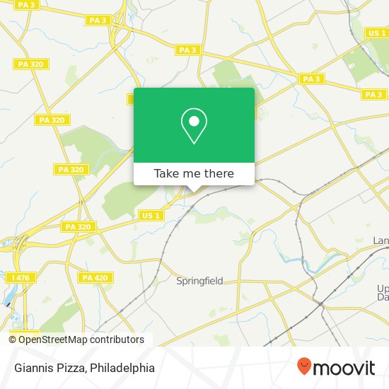 Mapa de Giannis Pizza, 4990 State Rd Drexel Hill, PA 19026