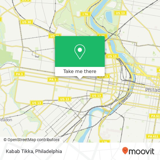 Mapa de Kabab Tikka, 4447 Chestnut St Philadelphia, PA 19104