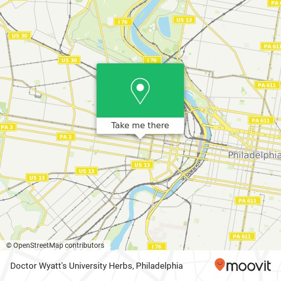 Mapa de Doctor Wyatt's University Herbs, 32 S 40th St Philadelphia, PA 19104