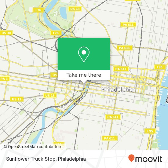 Mapa de Sunflower Truck Stop, 2955 Market St Philadelphia, PA 19104