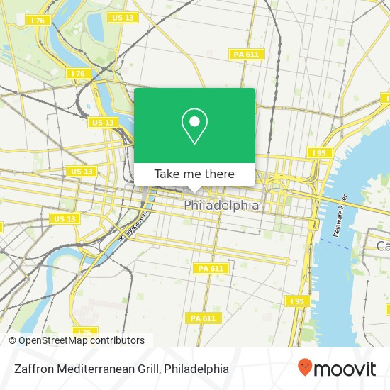 Mapa de Zaffron Mediterranean Grill, 1815 John F Kennedy Blvd Philadelphia, PA 19103